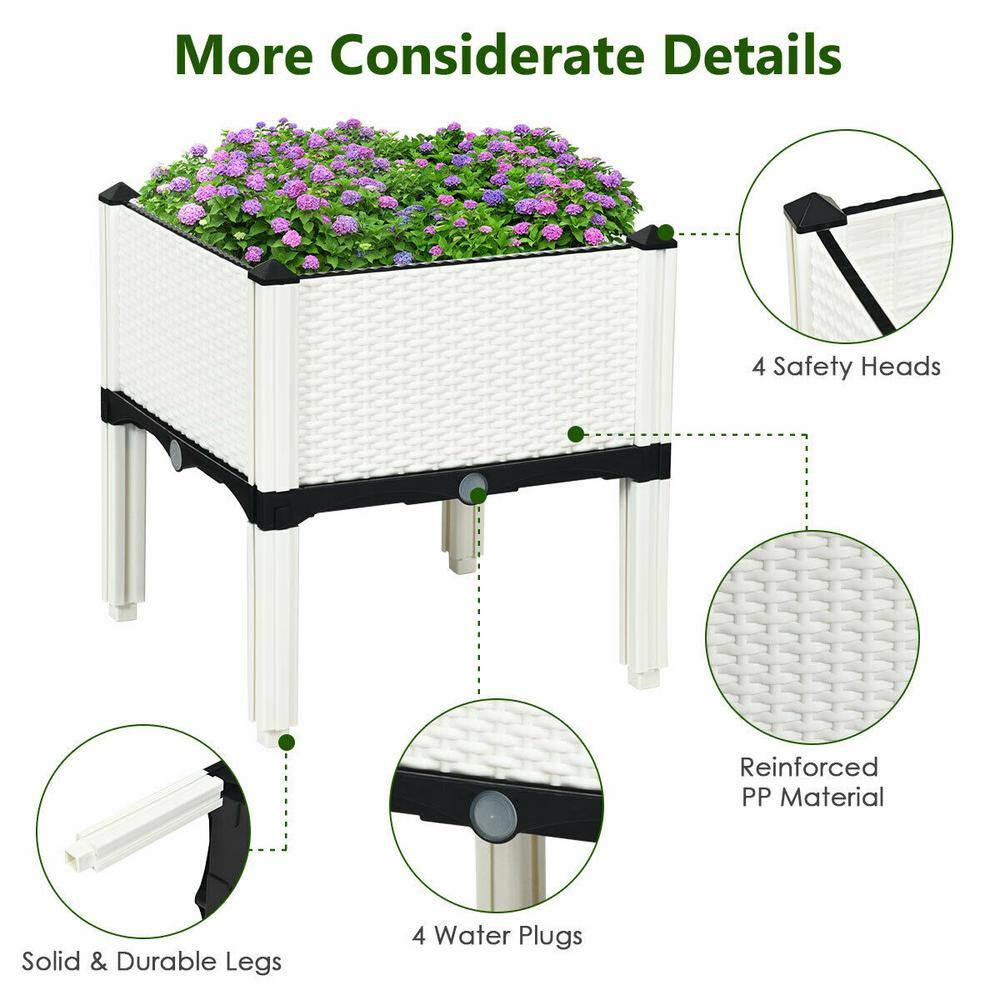 WELLFOR White Plastic Raised Bed (4-Pack) OP-HPY-70301WH