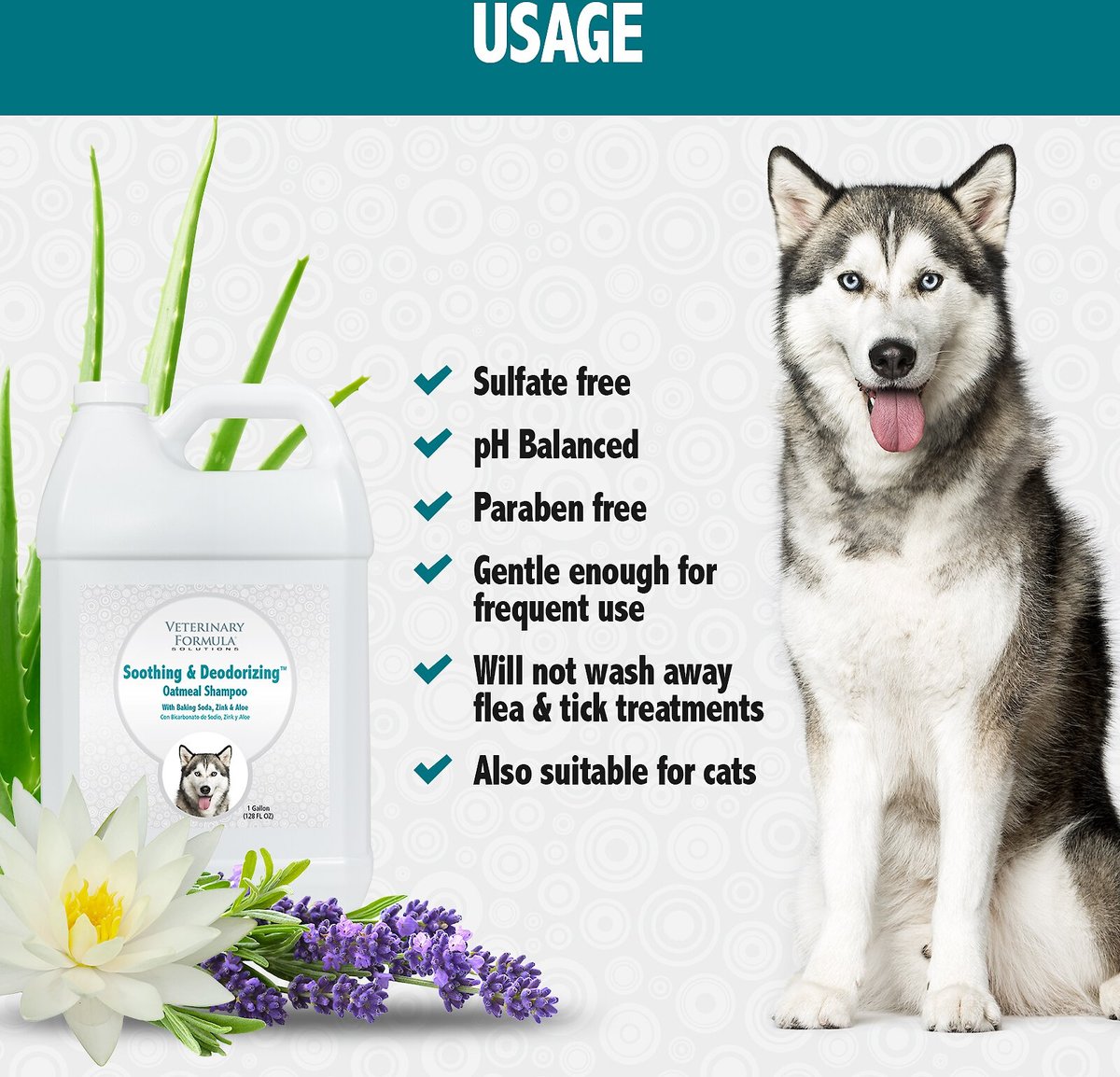 Veterinary Formula Solutions Soothing and Deodorizing Oatmeal Shampoo for Dogs and Cats