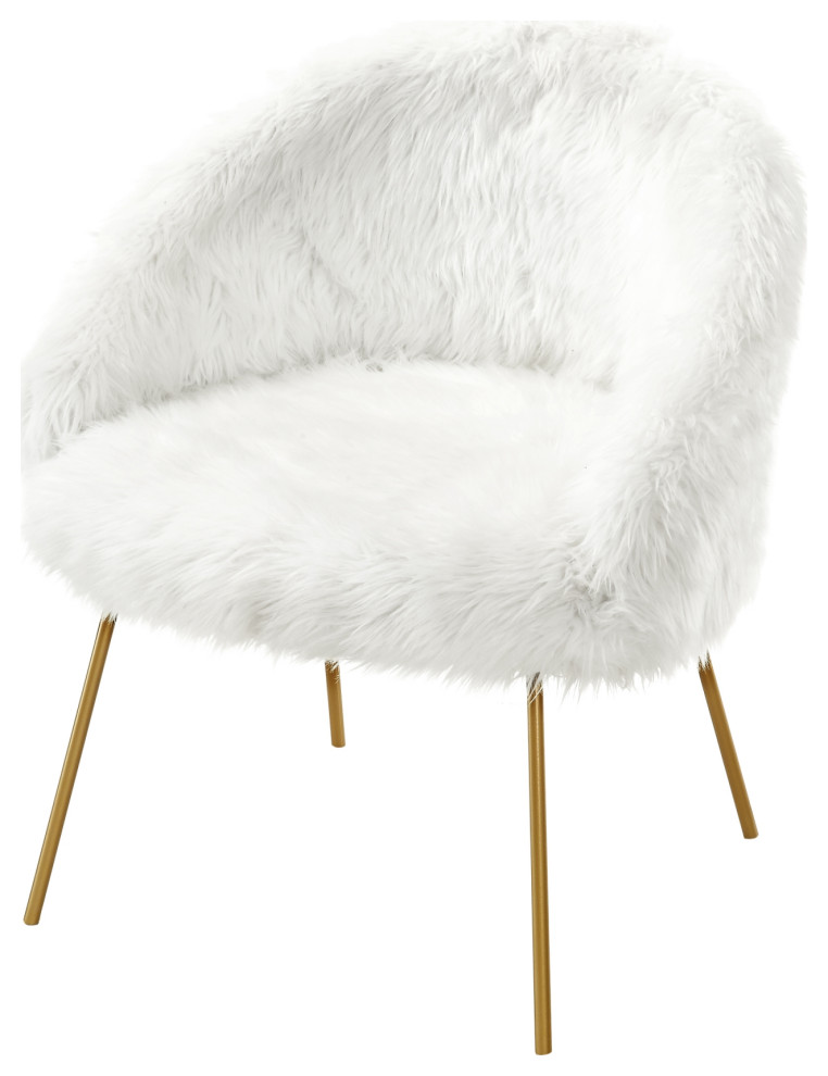 Connor Faux Fur Accent Chair  Gold Powder Coated Metal Leg   Contemporary   Armchairs And Accent Chairs   by Inspired Home  Houzz