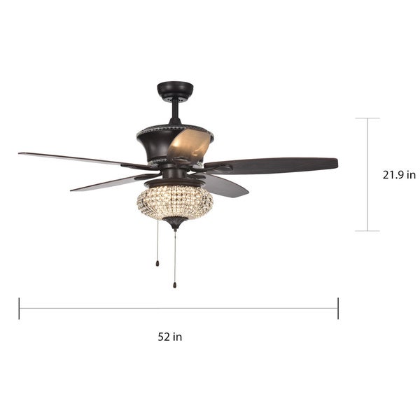 Vasilisa 52-Inch 5-Blade Ceiling Fan Crystal Shade Brown Finish (2 Color Option Blades) Shopping - The Best Deals on Ceiling Fans | 25505004