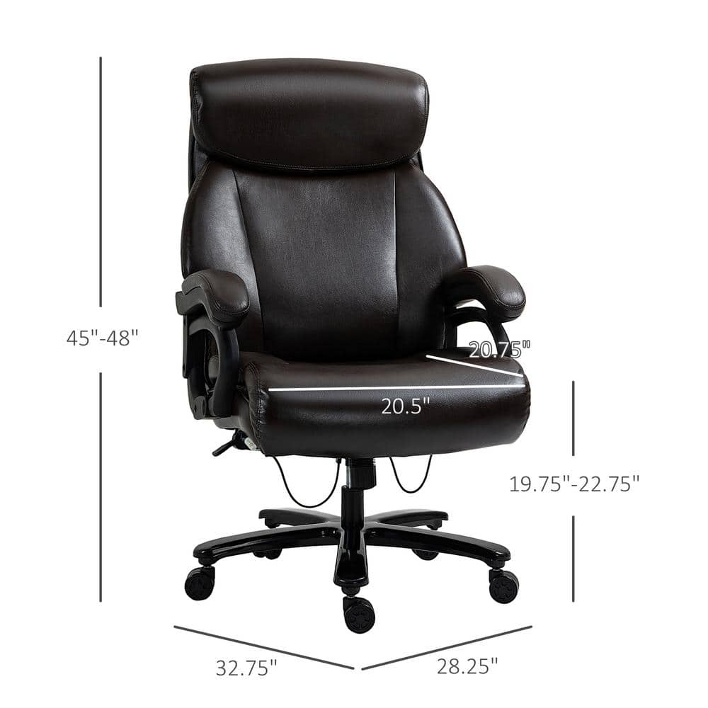 Vinsetto Brown, High Back Home Office Chair Adjustable Swivel Executive Chair PU Leather Ergonomic Computer Task Seat 921-503BN