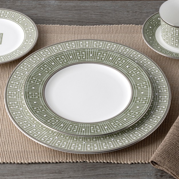 Noritake Infinity Green Platinum Set Of 4 Dinner Plates