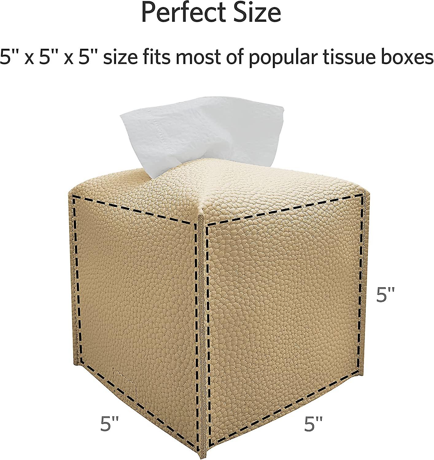 Tissue Box Cover，  Modern Square Tissue Box Organizer， Decorative Pu Leather Facial Paper Holder For Bathroom Vanity Countertop， Night Stand， Bedroom