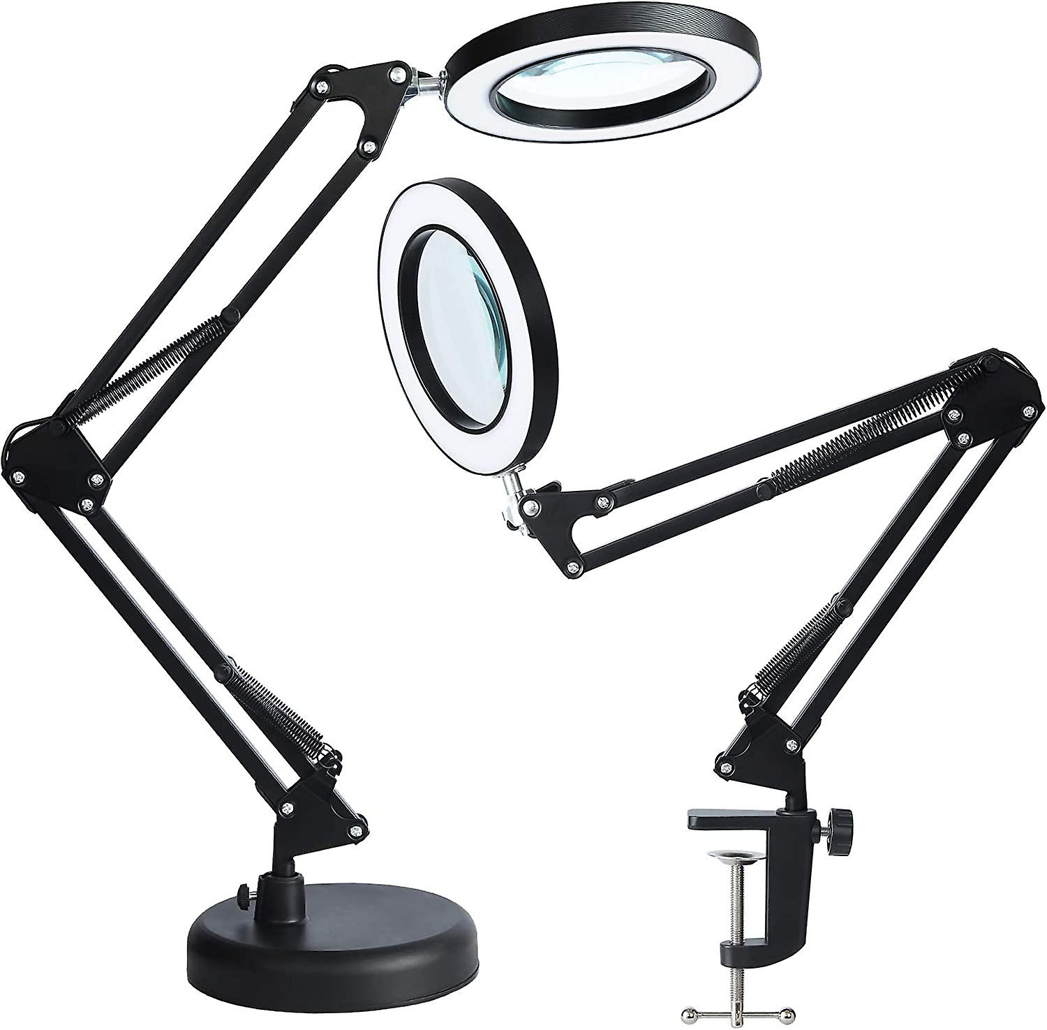 2-in-1 Led Magnifier Desk Lamp With Clamp ，magnifying Glass With Light And Stand，3 Color Modes Stepless Dimming， For Home Office Close Work， Repair， C