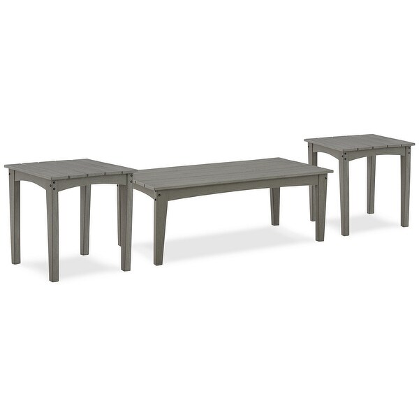 Signature Design by Ashley Visola Gray 3Piece Outdoor Occasional Table Package