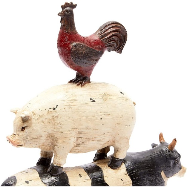 Farmlyn Creek Farm Animal Decor Chicken Pig amp Cow Resin Figure Statue Farmhouse Kitchen Decor 9 2x11 6x2 6 In