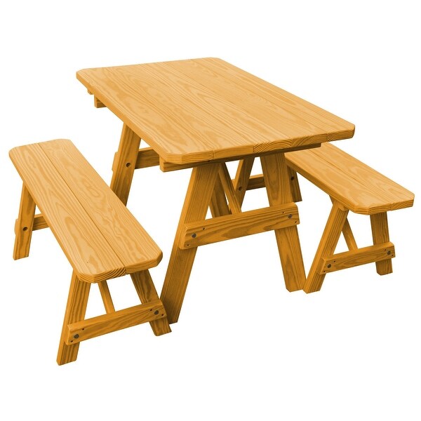 Pine 4' Traditional Picnic Table with 2 Benches