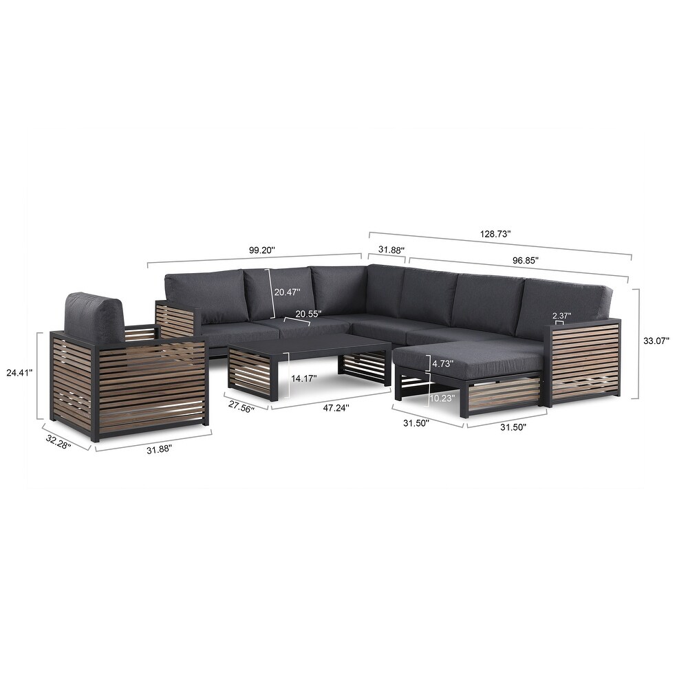 Cadora Teak 6   Person Outdoor Sectional Seating Group  Left Hand Facing