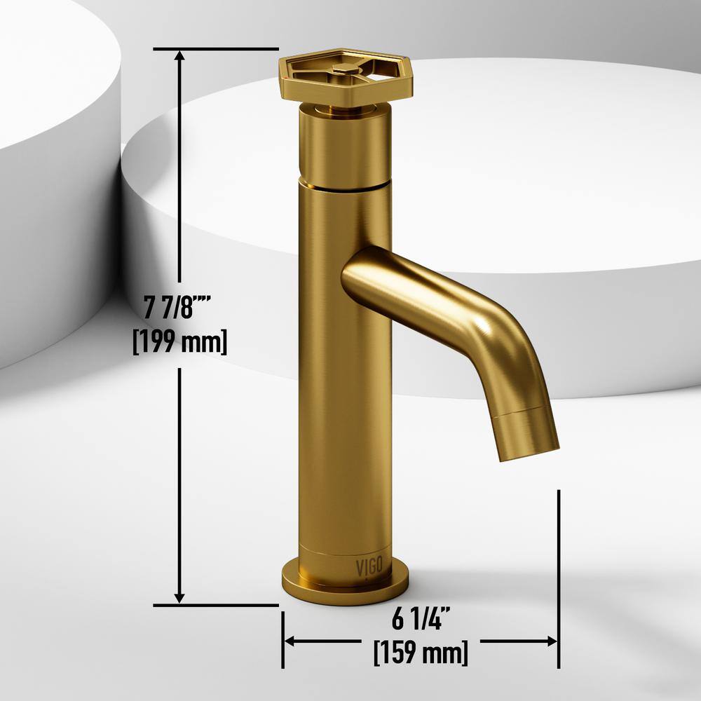 VIGO Ruxton Single Handle Single-Hole Bathroom Faucet in Matte Brushed Gold VG01050MG