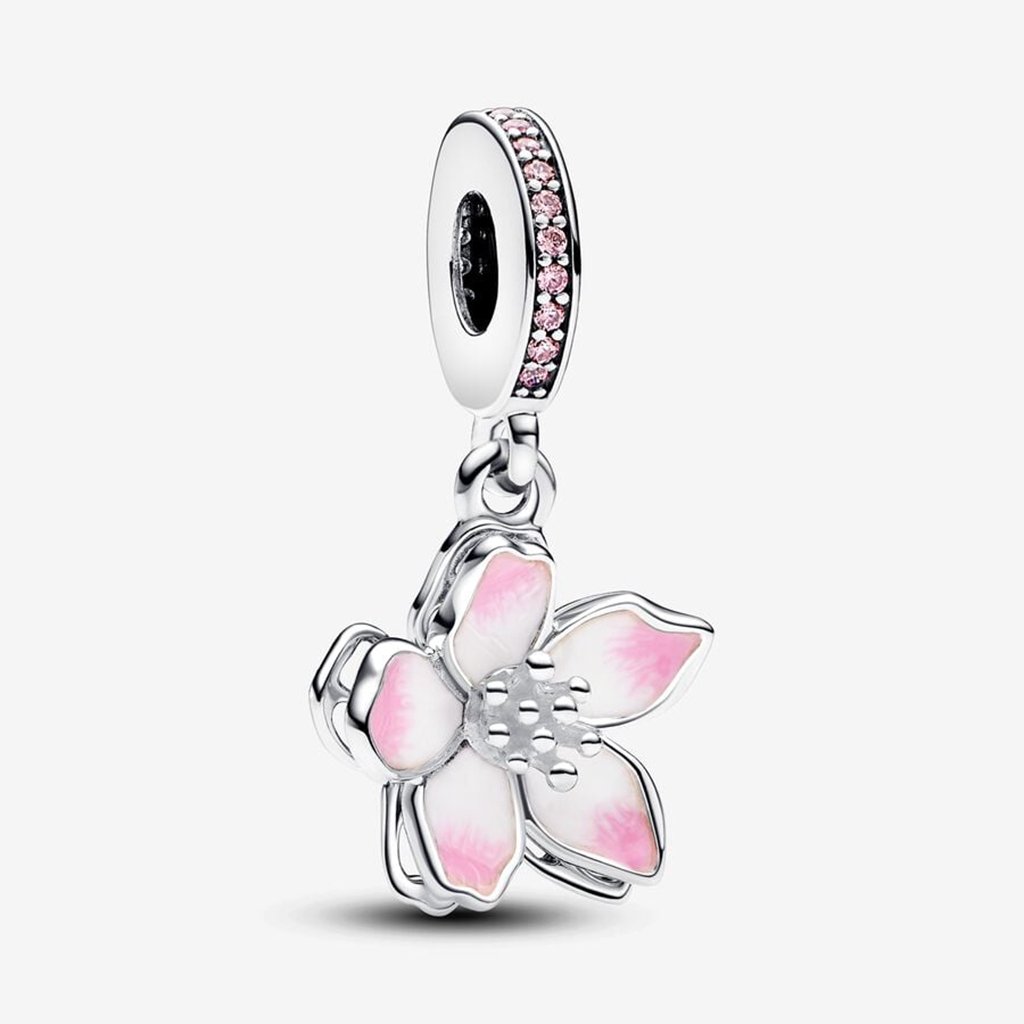 PANDORA  Cherry Blossom Dangle Charm - Sterling Silver