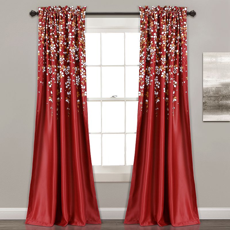 Half Moon 2 Weeping Flowers Window Curtain Panels