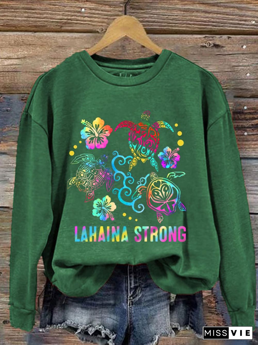 Women's Lahaina Strong Honu Print Sweatshirt