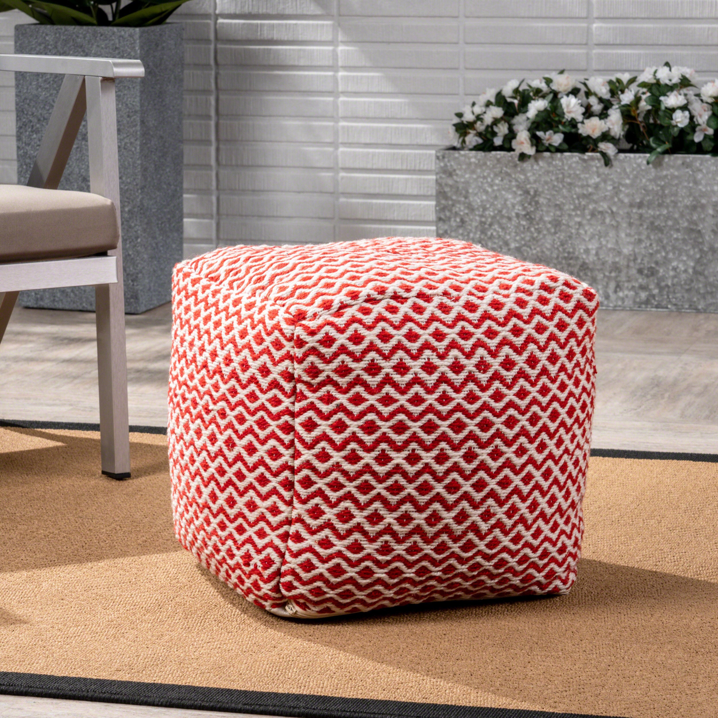 Anele Outdoor Modern Boho Pouf