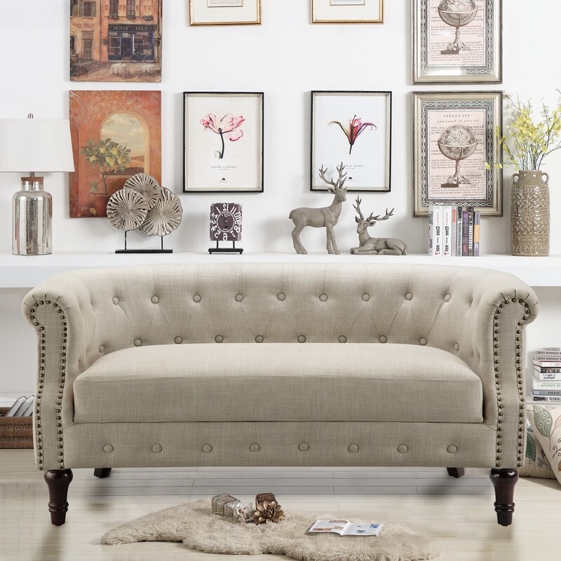 Rosevera Three Piece Living Room Tufted Sofa Set  Chesterfield