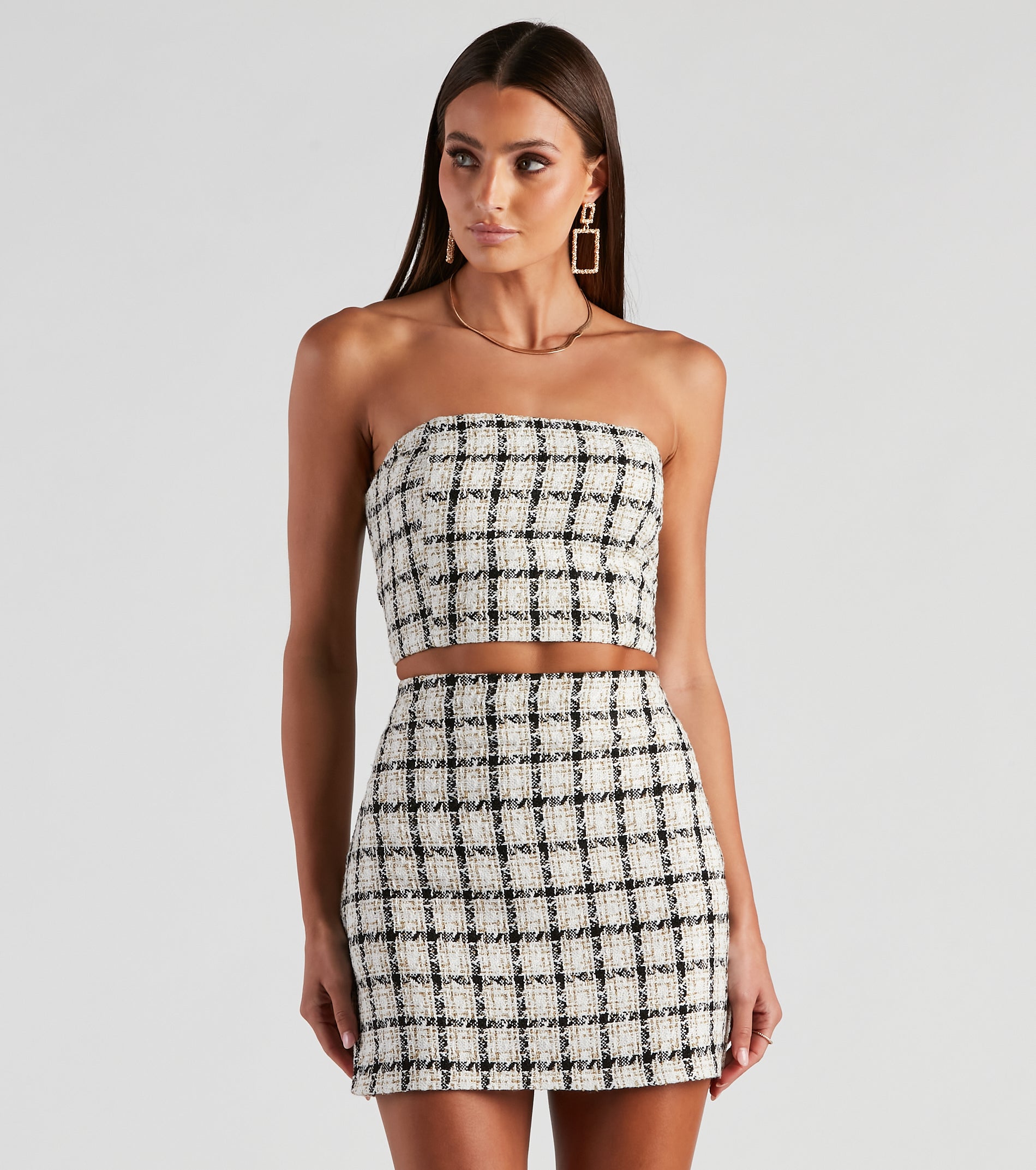 Plaid Princess Tweed Tube Top