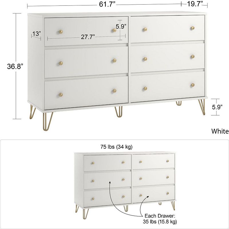 Novogratz Finley 6-Drawer Dresser