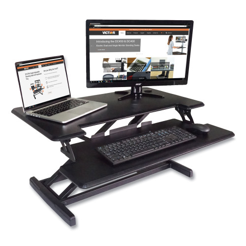 Victor High Rise Height Adjustable Compact Standing Desk with Keyboard Tray， 32.5