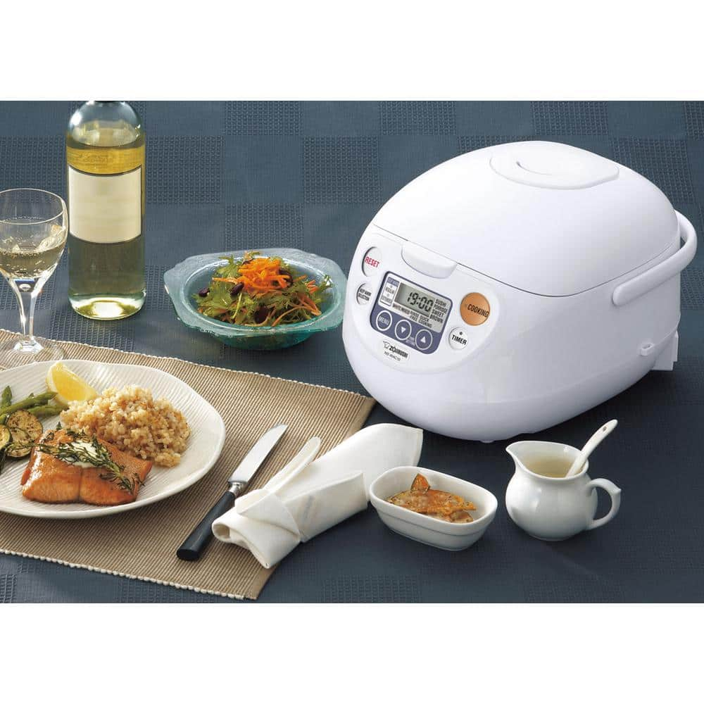 Zojirushi Micom 5-Cup Cool White Rice Cooker and Warmer with Built-In Timer NS-WAC10WD