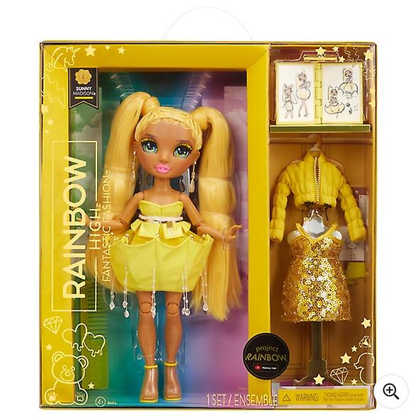 Rainbow high fantastic sunny madison yellow doll fashion playset