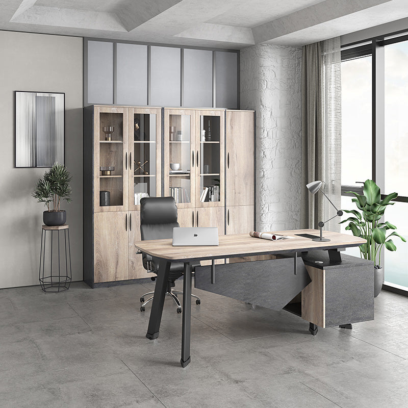 ARTO Executive Office Desk with Reversible Return 1.8M - 2.0M - Warm Oak & Black