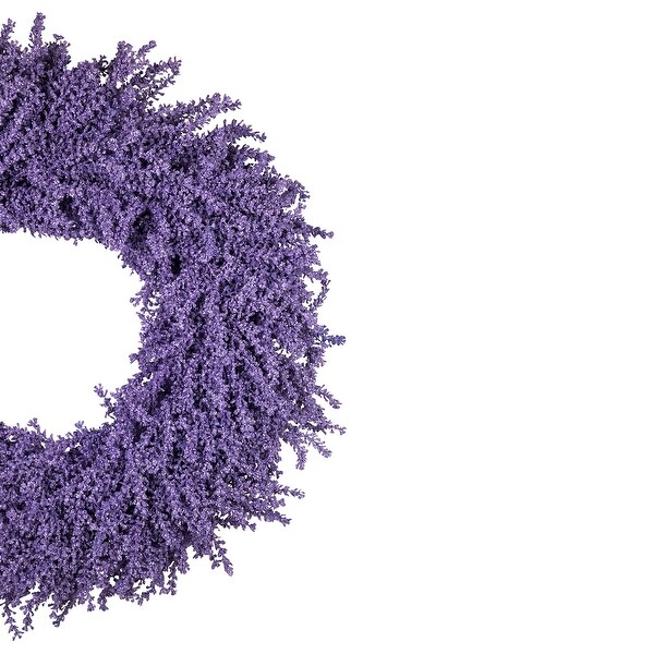 Purple Lavender Artificial Floral Spring Wreath，28Inch，Unlit