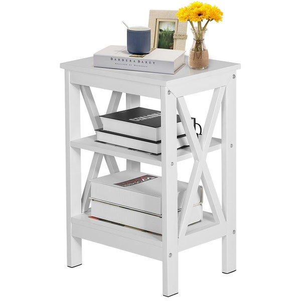 Modern End Table with 3-Tier Open Storage Shelves