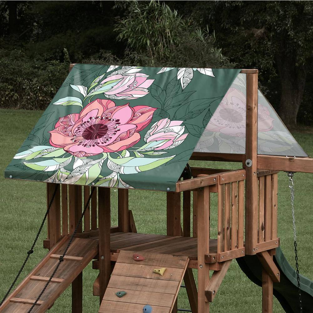 Monkey Bar TARPS 47.5 in. x 89.5 in. Flowers for Marna Playset Replacement Tarp (041): 13 oz. Vinyl Canopy Roof for Playsets 41ffmar-48x90