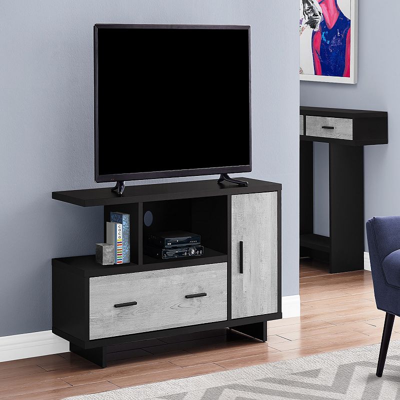 47.25 Black and Gray Contemporary Rectangular TV Stand with Drawers