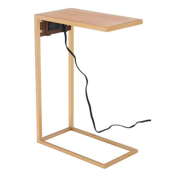 Ike Side Table Brown and Gold - Brown， Gold - 18.1