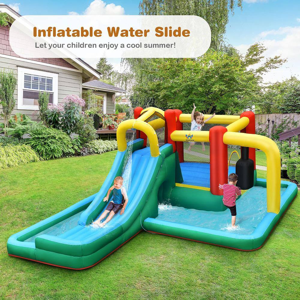 Costway Fabric Slide Water Park Climbing Bouncer Pendulum Tunnel Game without Blower OP70801