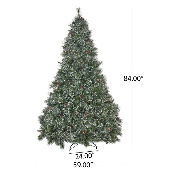 Snowy Pine and Mixed Needle 7foot Artificial Christmas Tree w/Pinecones by Christopher Knight Home