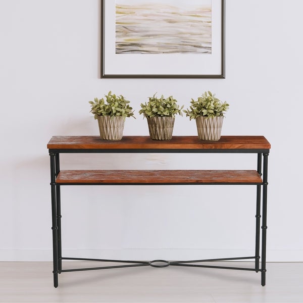 Saratoga Rustic Solid Wood and Iron Console Table