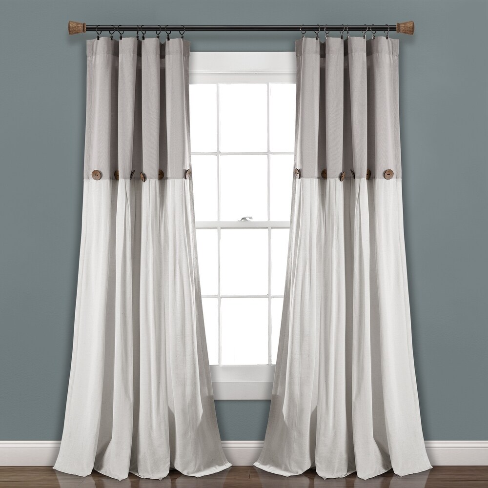 Lush Decor Linen Button New Window Curtain Single Panel   108\