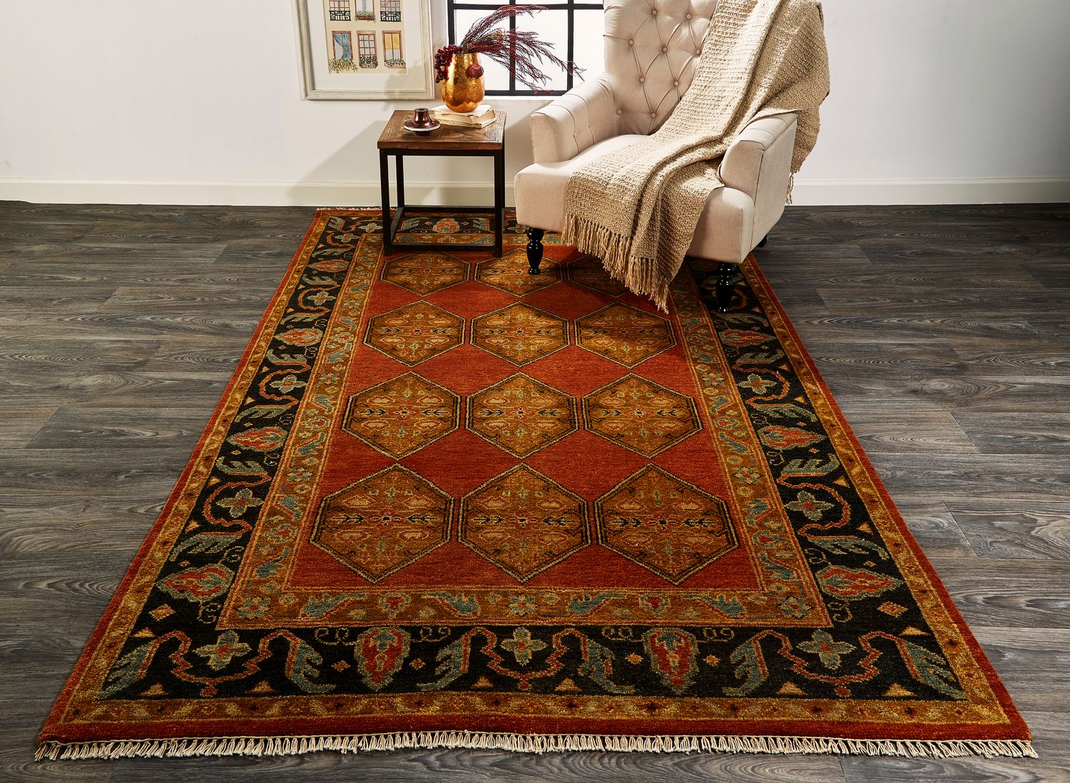 Alden Hand Knotted Rust Gold Rug by BD Fine