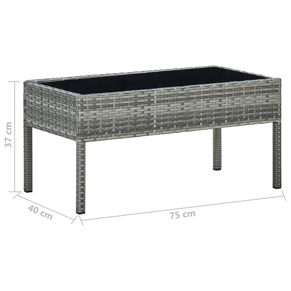 vidaXL Patio Table Garden Porch Outdoor Dining Table with Glass Top PE Rattan