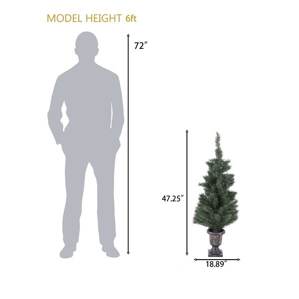 4Ft PreLit LED Artificial Pine Christmas Tree with Urn Pot (Set of 2)