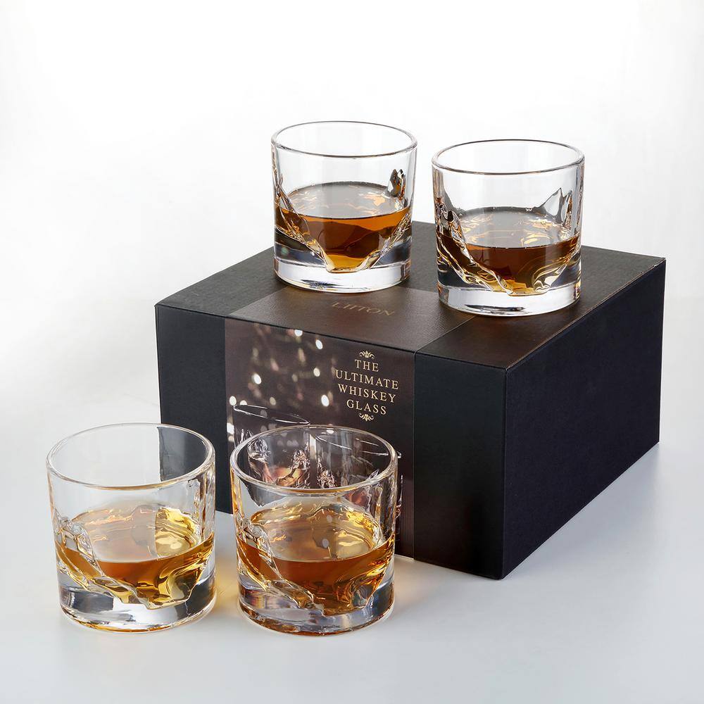 LIITON Grand Canyon Crystal 10 oz. Bourbon Whiskey Glasses (Set of 4) L10100