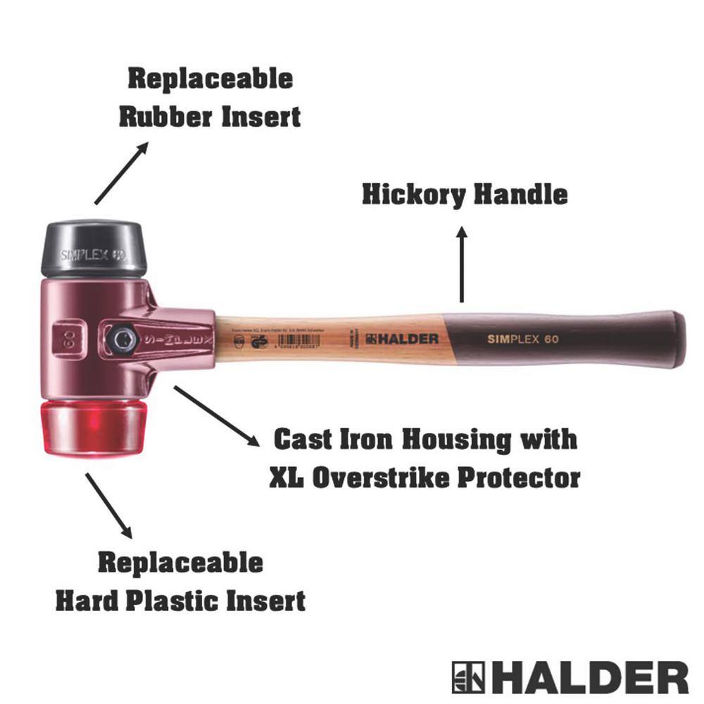 Halder Simplex 60 3.5 lbs. Mallet with Black Rubber and Red Plastic Inserts 3026.060