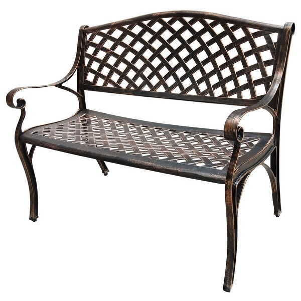 Outdoor Aluminum Modern Black Bronze Grey White Patio Bench Loveseat