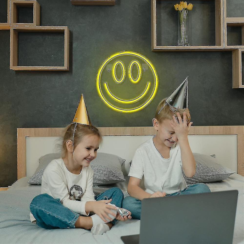 Usb Smile Face Led Neon Sign Light Wall Hanging Children Kids Boy Girl Bedside Lamp Decor Gift