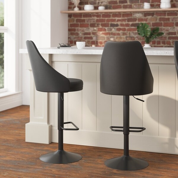 Modern Barrel Seat Adjustable Height Barstool with Steel Frame