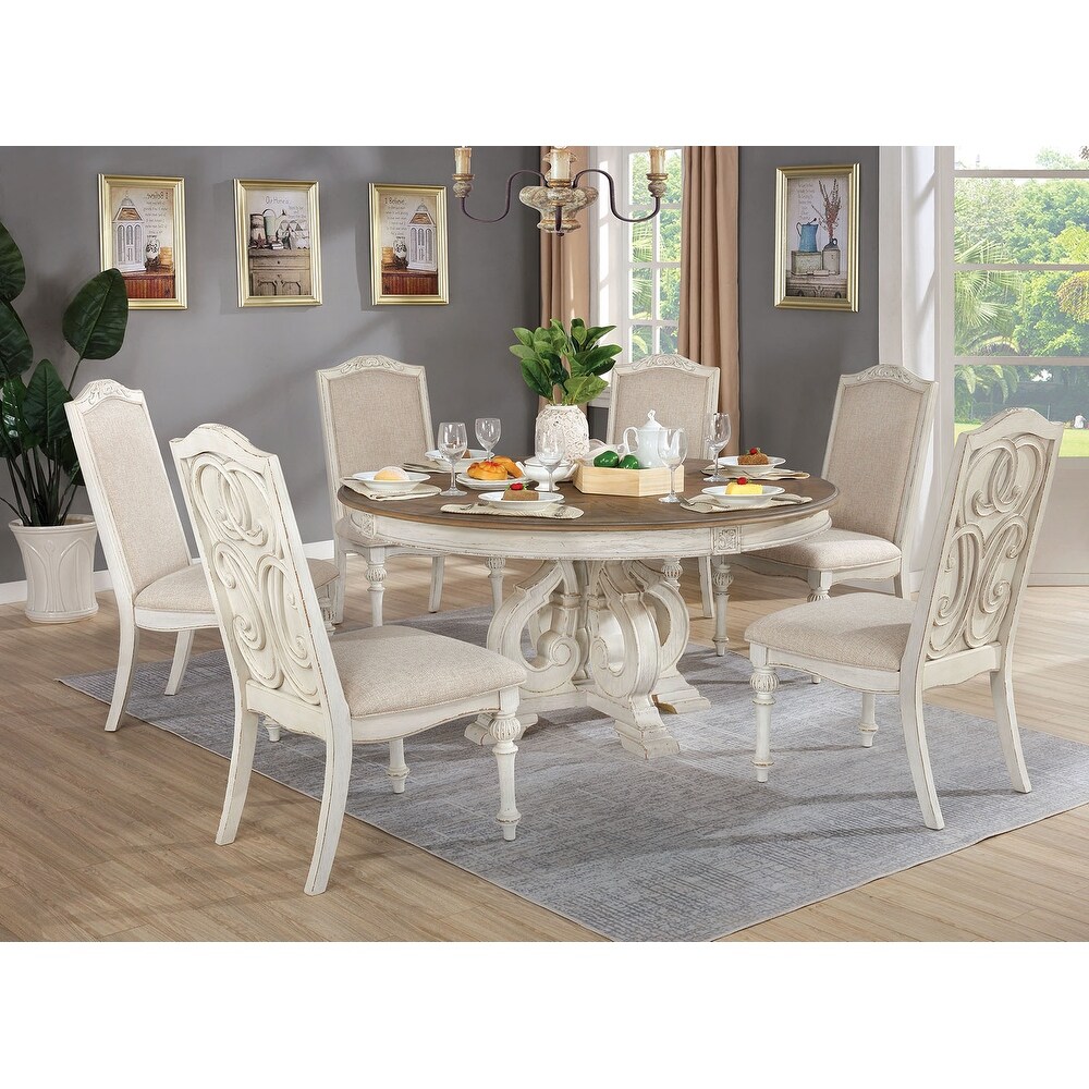 Wood Dining Table in Antique White   Antique White