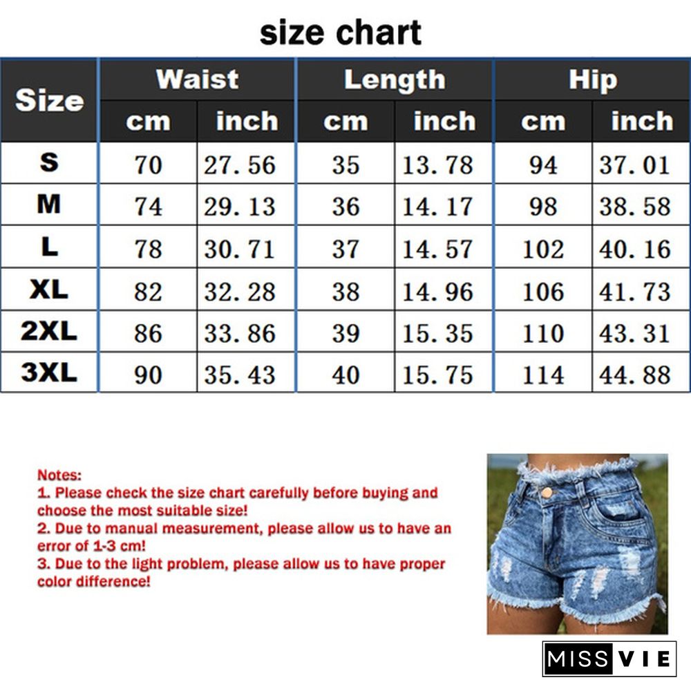 XXS-3XL Women Fashion Ladies Summer Shorts Jeans High Waist Skinny Denim Shorts Slim Fit Distressed Casual Bottoms Ripped Jean Shorts