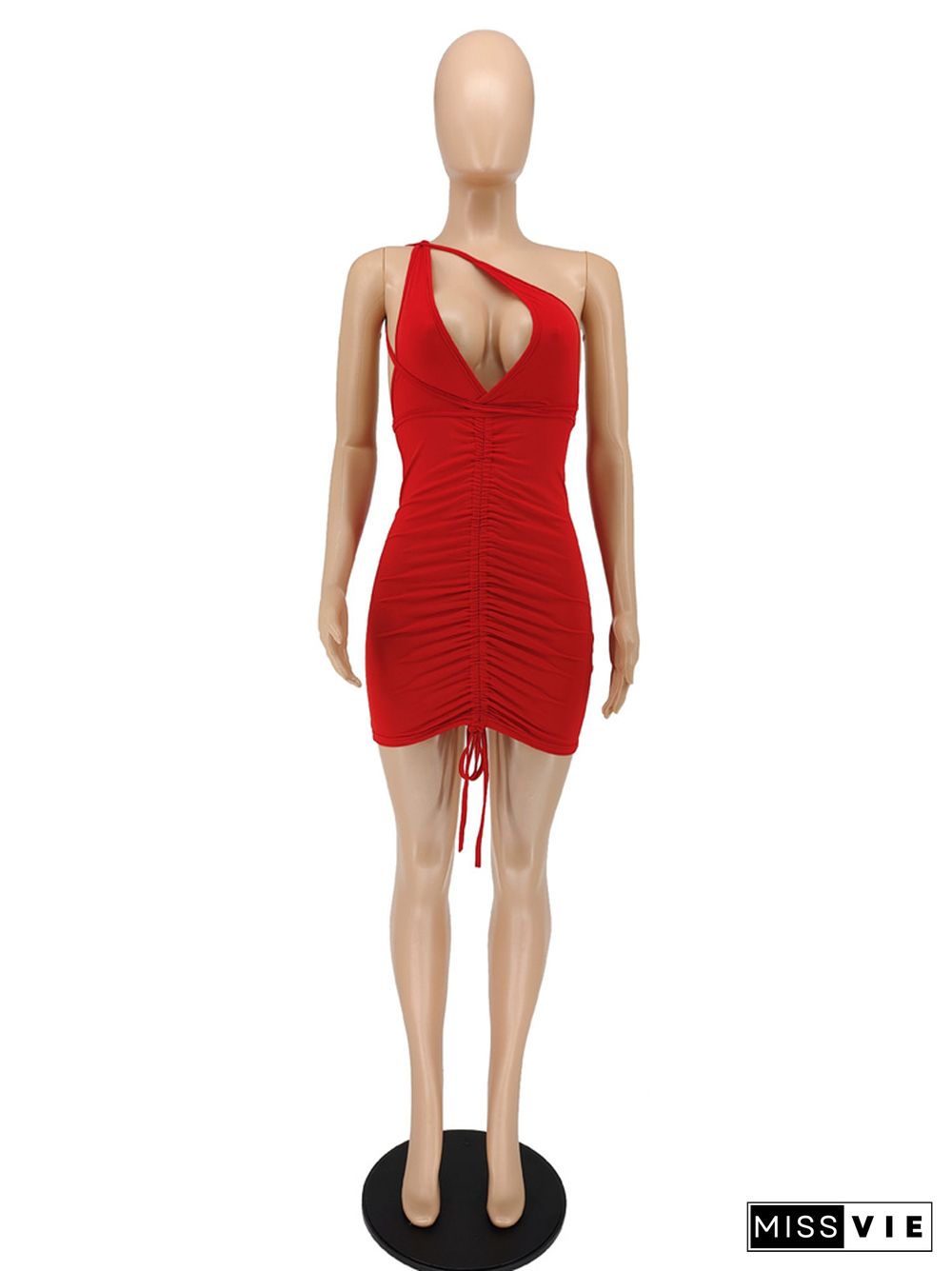 Halter Drawstring Bodycon Backless Bandage Dress