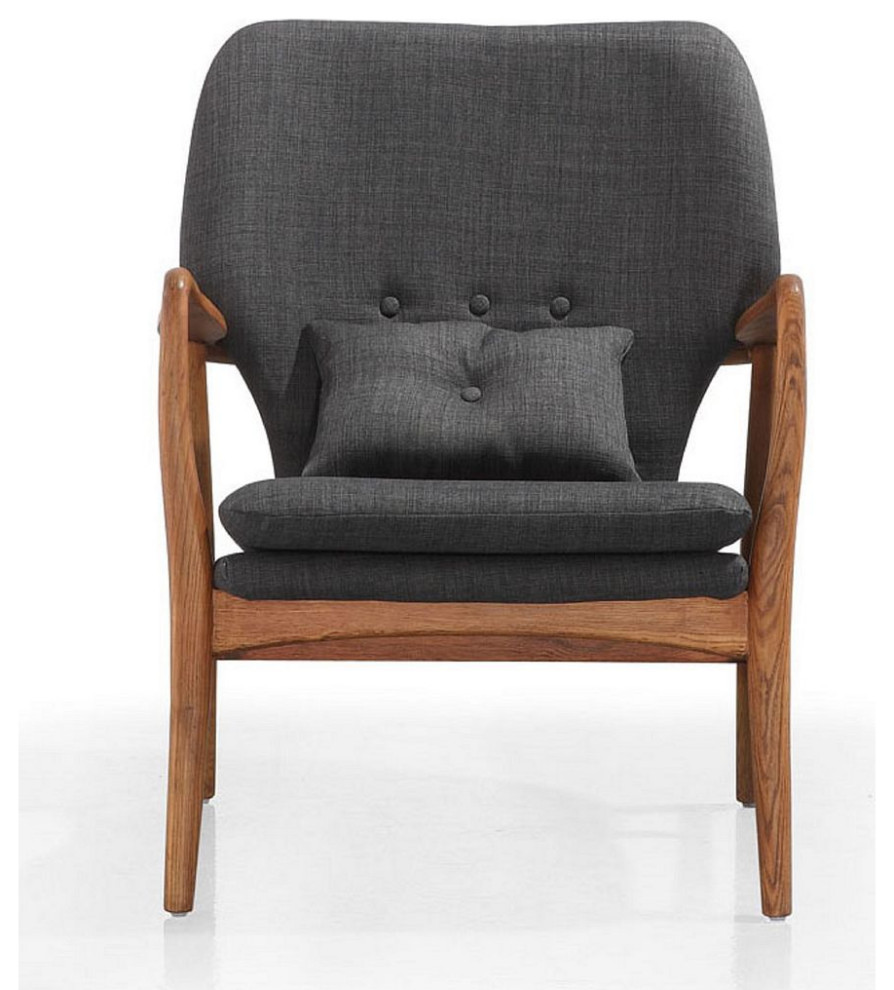 Bradley Accent Chair in Charcoal and Walnut   Midcentury   Armchairs And Accent Chairs   by Kolibri Decor  Houzz