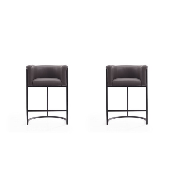 Manhattan Comfort Cosmopolitan 33.8 in. Black Metal Counter Height Bar Stool (Set of 2)