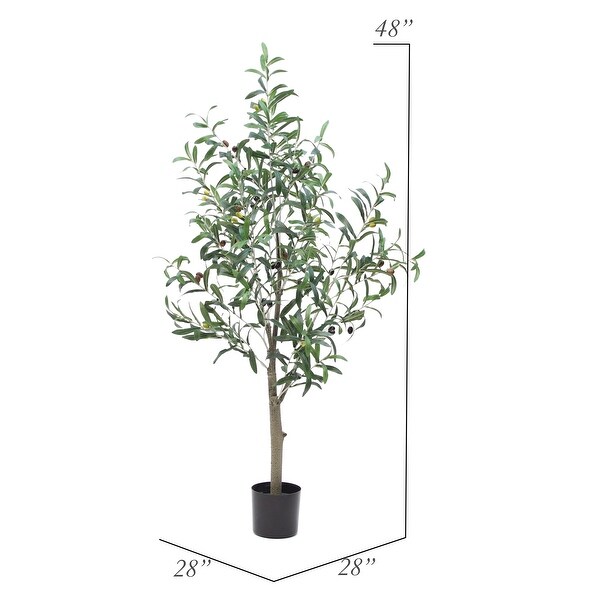 The Mod Greenhouse Faux Green Olive Tree in a Black Matte Planter Pot