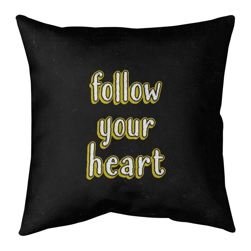 Quotes Follow Your Heart Quote Chalkboard Style Pillow (Indoor/Outdoor)