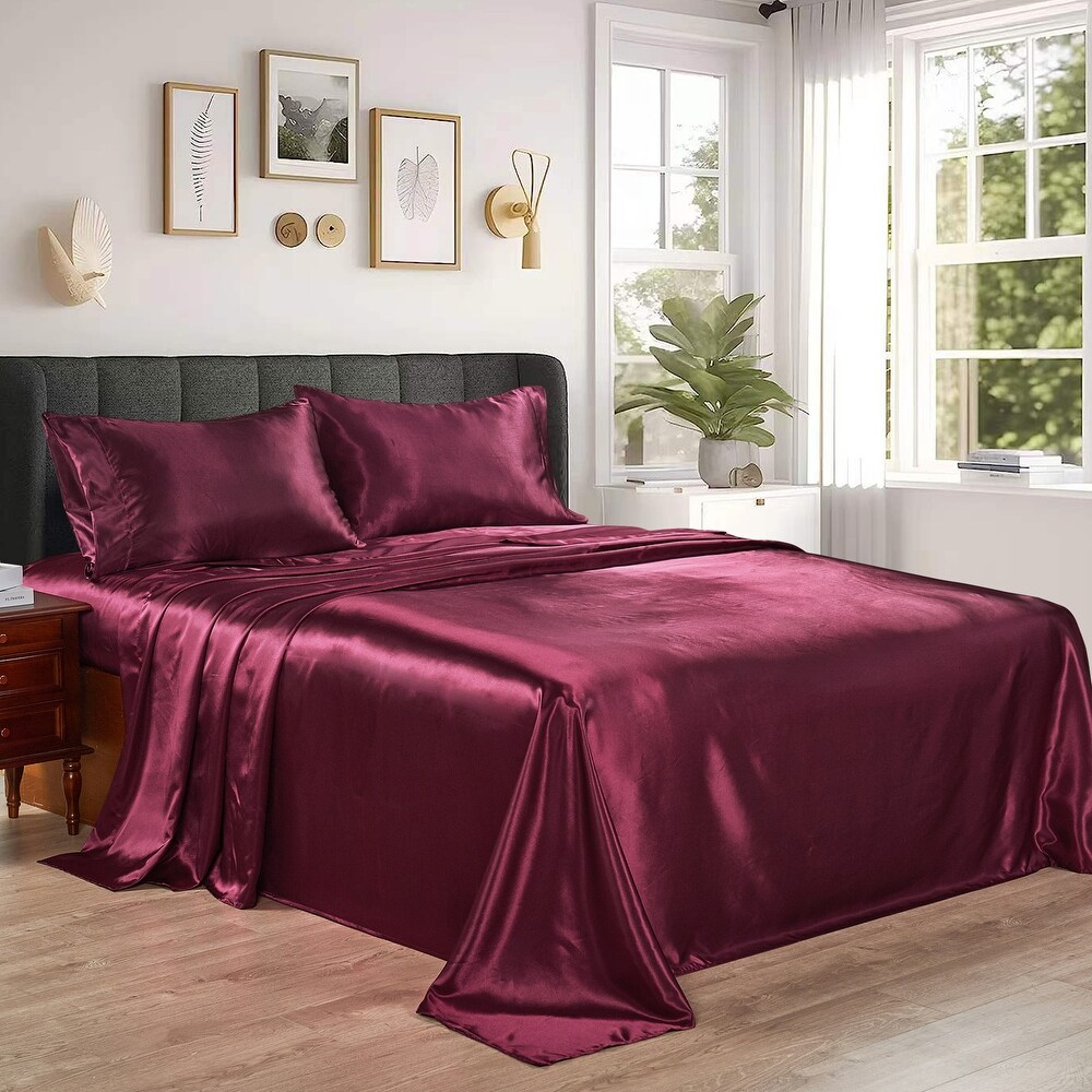 Remembrance Satin 4 piece Bed Sheet Set