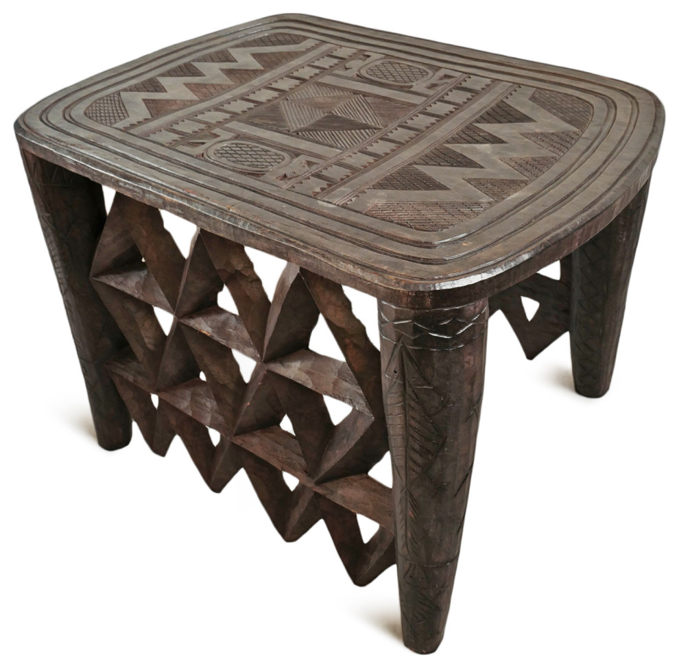 Consigned Vintage Large Nupe Table Stool   Rustic   Side Tables And End Tables   by Design Mix Furniture  Houzz